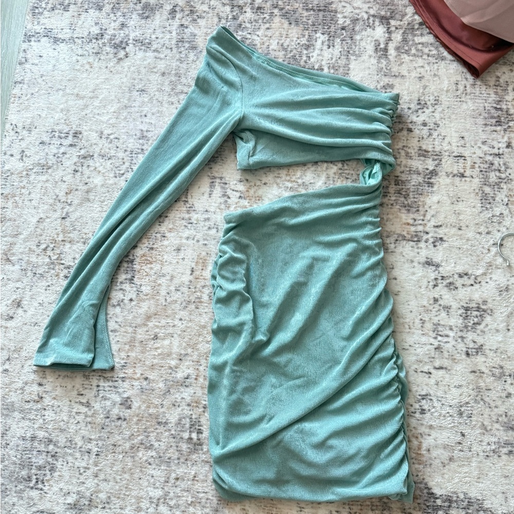 Oh Polly Asymmetrical Dress in Mint Green